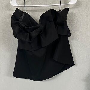 C/MEO Collective Black Strapless Ruffle Top